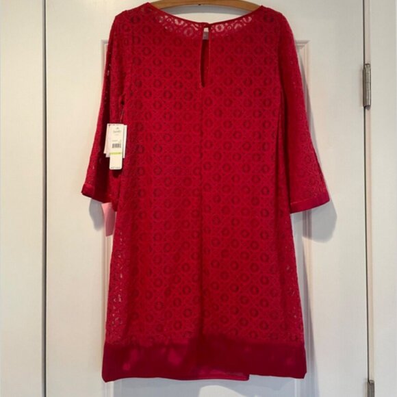 NWT Laundry By Shelli Segal * Lace Overlay Two-Piece Dress * Rouge Red * Size 4 - Picture 2 of 7